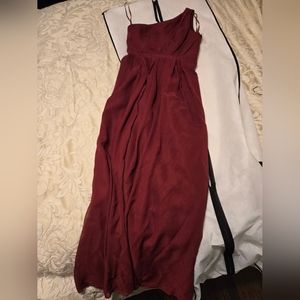 Cabernet one shoulder bridesmaid dress